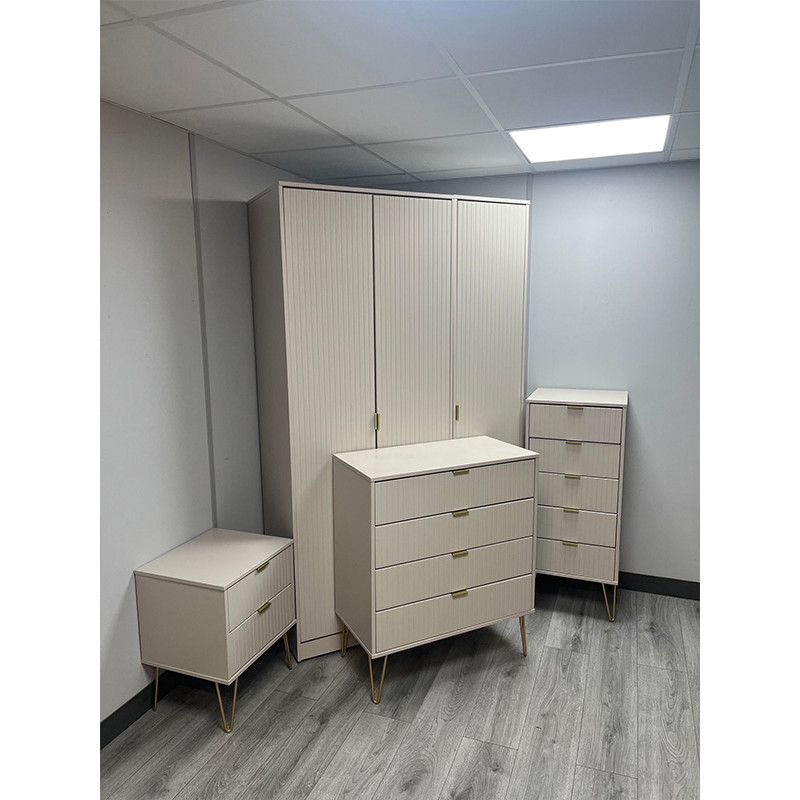 CLEARANCE Linear 4 Piece Set Grey Matt │ Clearance Bedroom Furniture